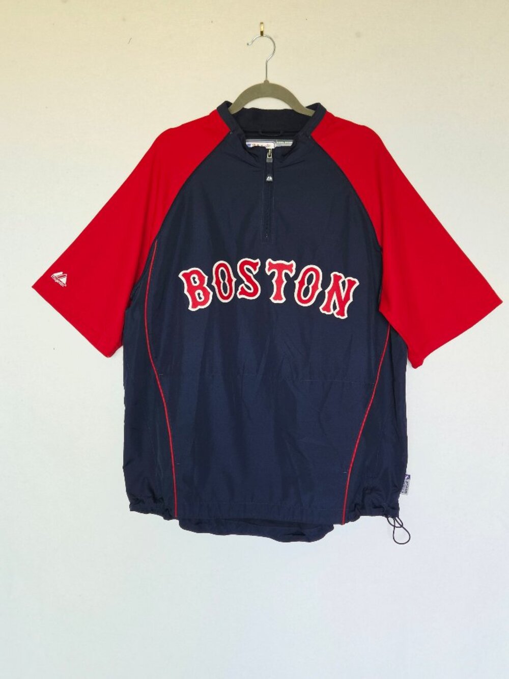 Majestic Authentic Boston Red Sox Cool Base Dugout Jacket 1/4 Zip Short Sleeve